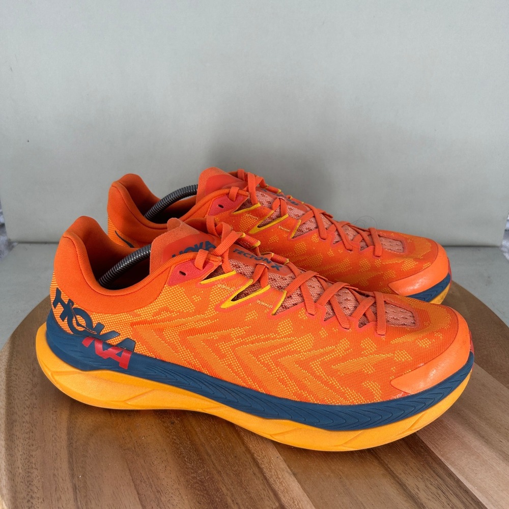 Hoka Tecton X Mens Trail Running Shoes Orange Blue Carbon Fiber Size 12.5 D